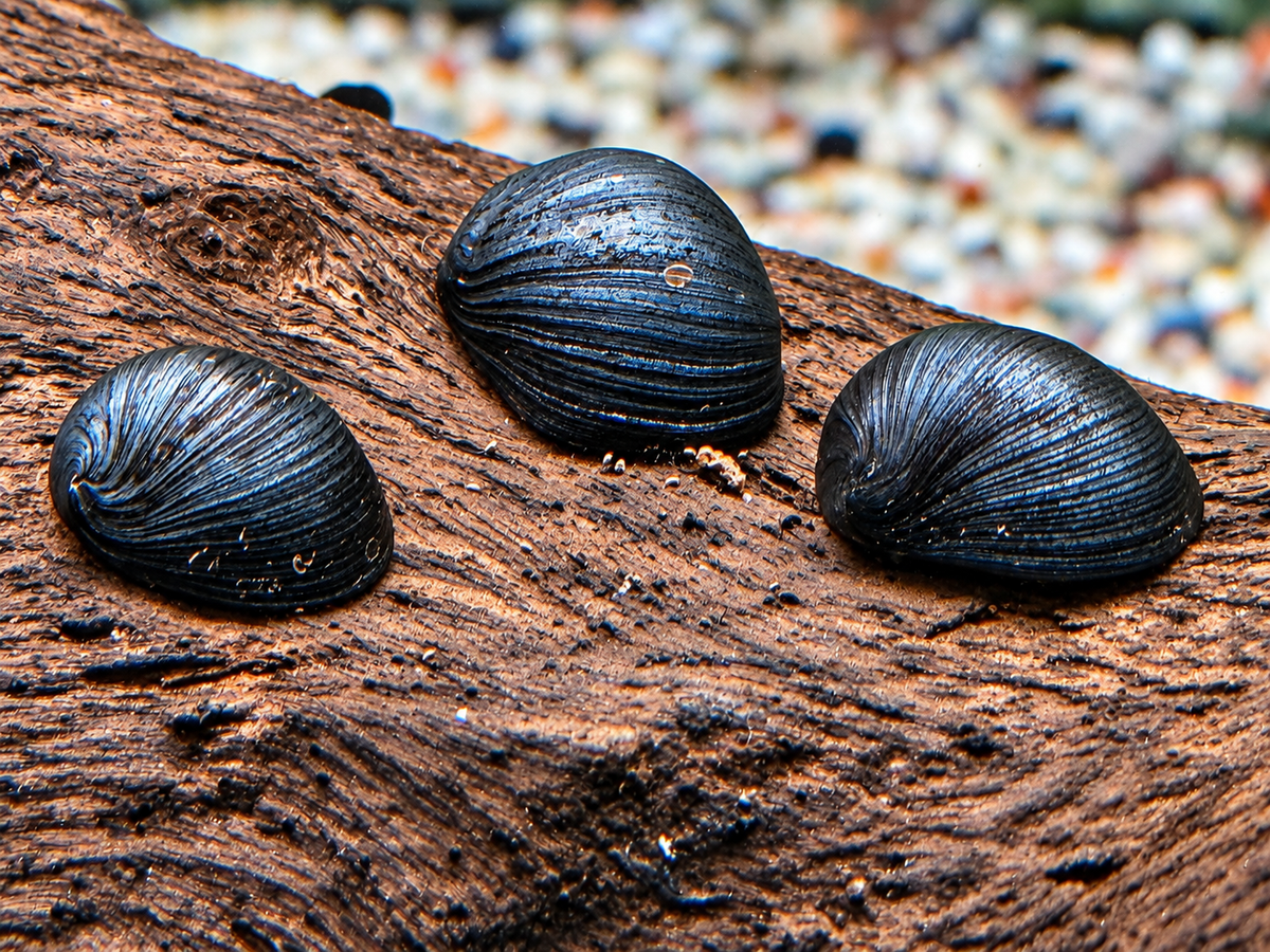 Anthrazit Napfschnecke Stahlhelmschnecke Neritina pulligera