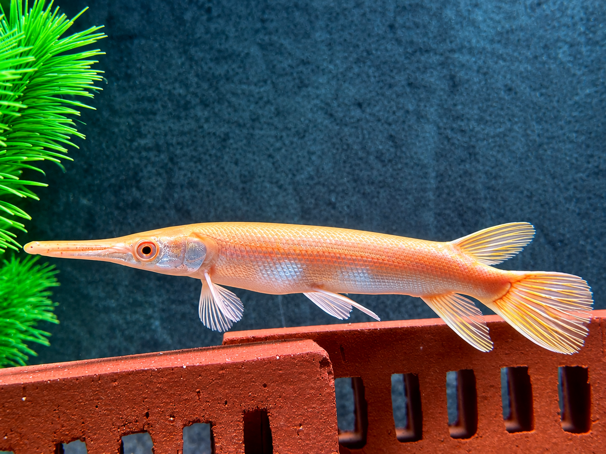 Albino Alligatorhecht Atractosteus Lepisosteus spatula 14-16 cm