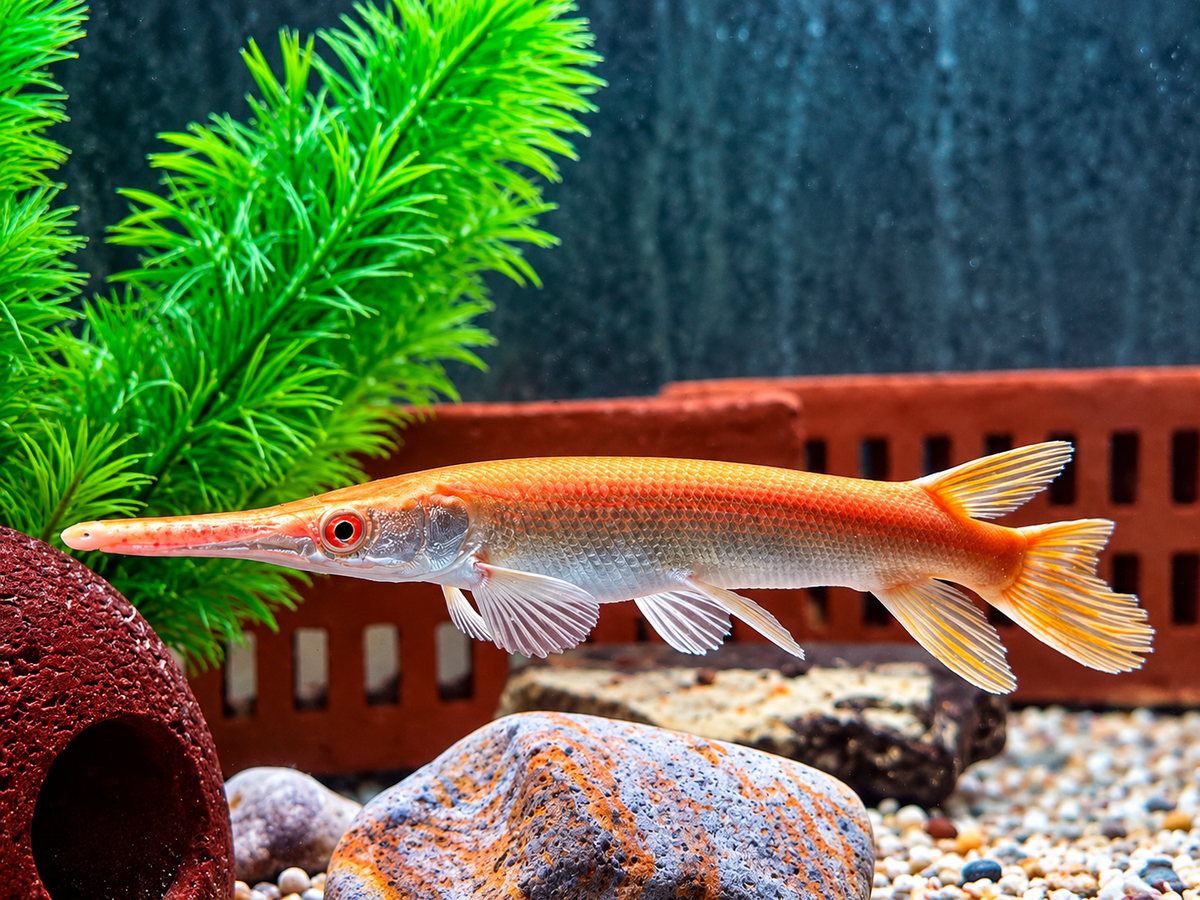 Albino Alligatorhecht Atractosteus Lepisosteus spatula 14-16 cm