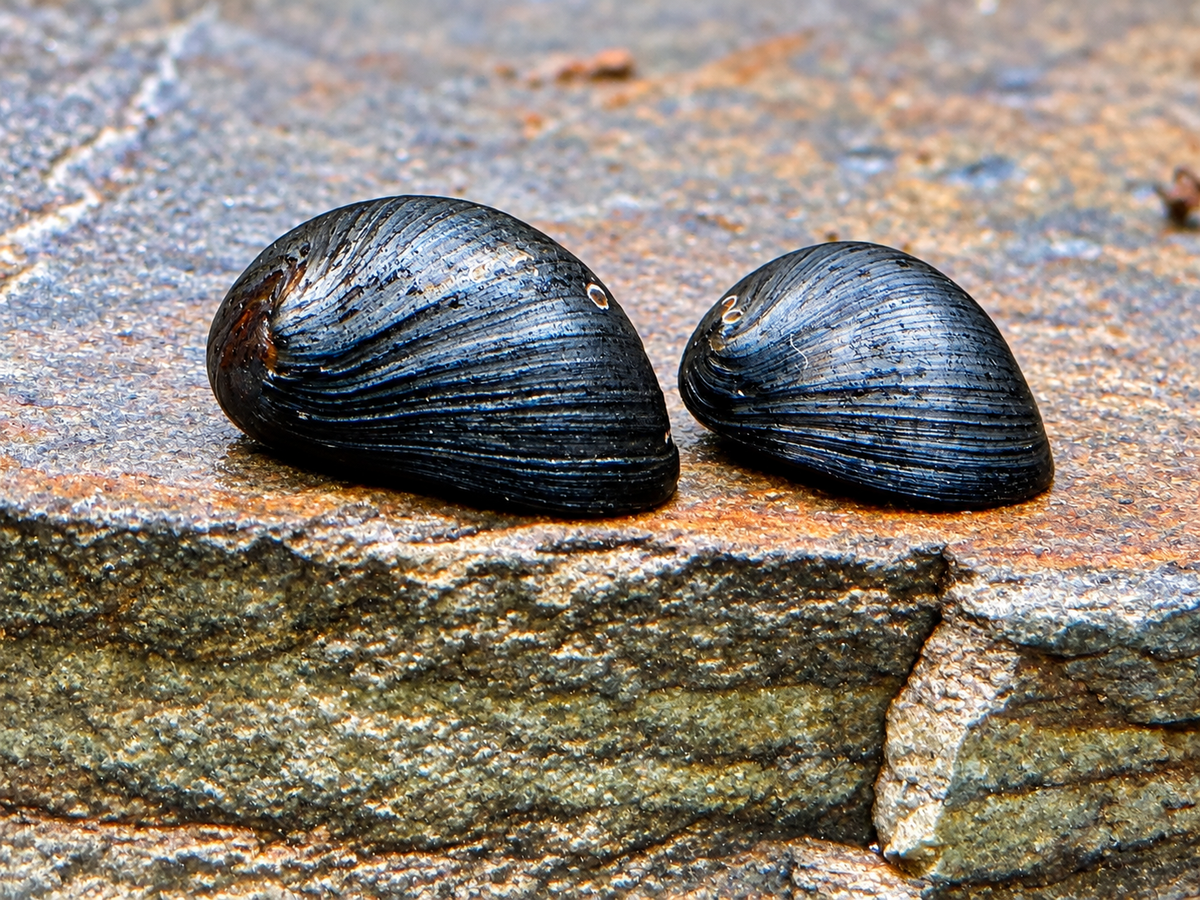Anthrazit Napfschnecke Stahlhelmschnecke Neritina pulligera