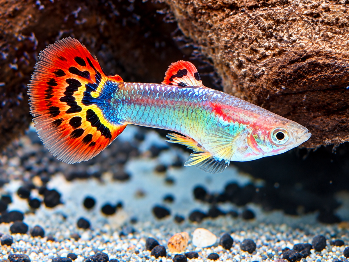 Dragon Guppy Poecilia reticulata Männchen
