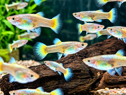 Full Golden Guppy Poecilia reticulata Weibchen